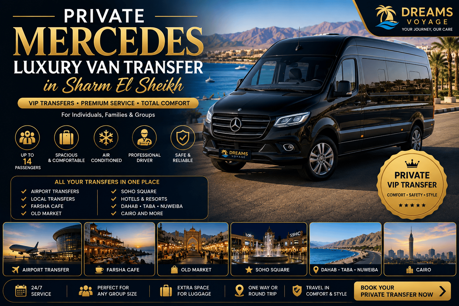 Private Mercedes Luxury Van Transfer in Sharm El Sheikh